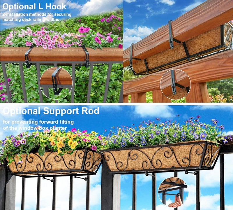 YM 24 Inch Large Window Box Planter with Coco Liner, Outdoor Deck Fence Porch Patio Planter-Butterfly - Image 4